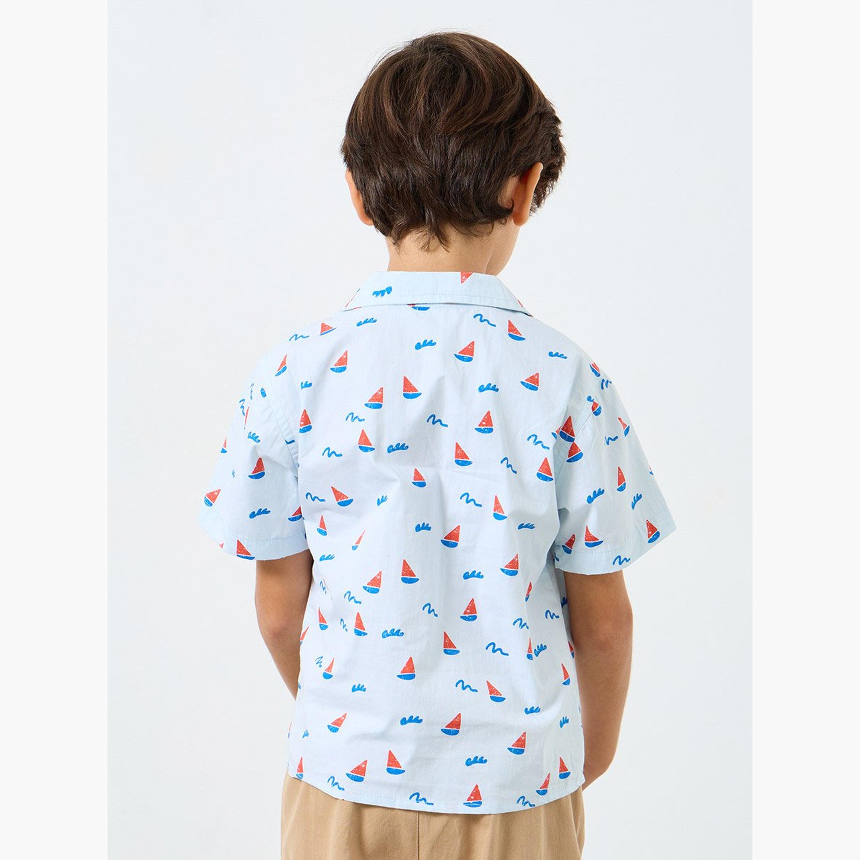 ستايلي - قميص قطني بطبعة قارب شراعي للأولاد-boys-clothing-shirts-image-4