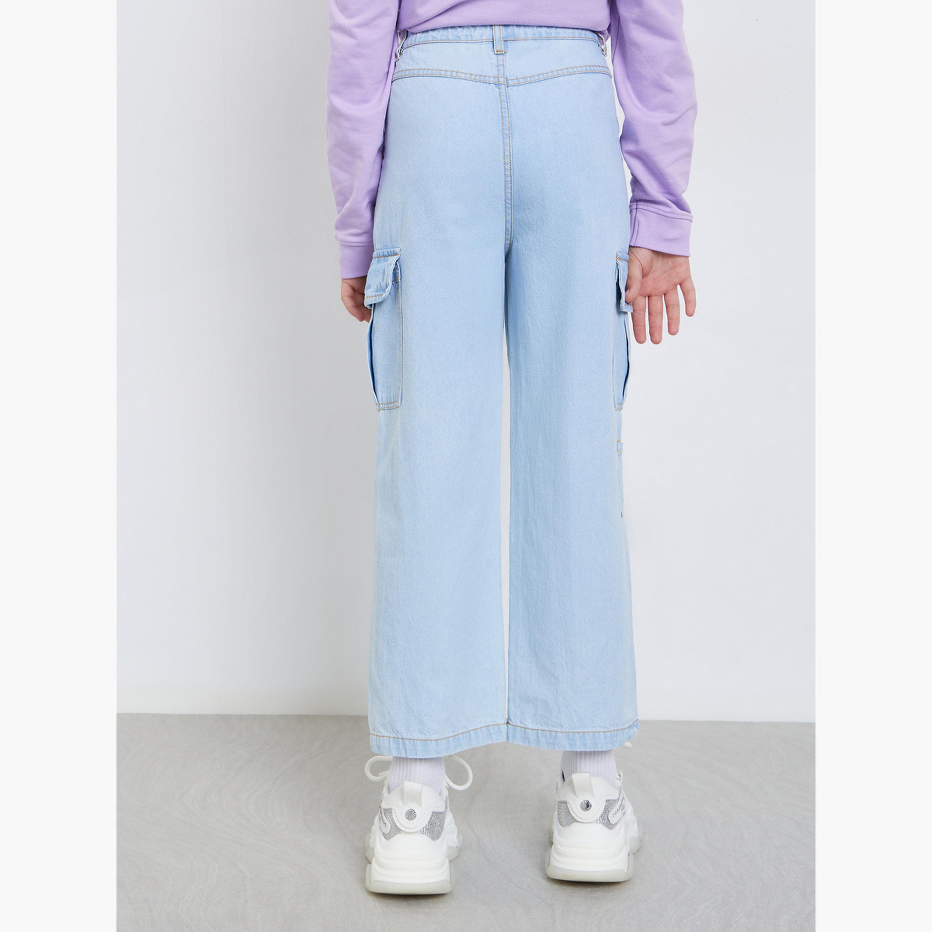 Styli Teens Blue Cotton Straight Leg Cargo Jeans-girls-clothing-bottoms-jeansandjeggings-image-3