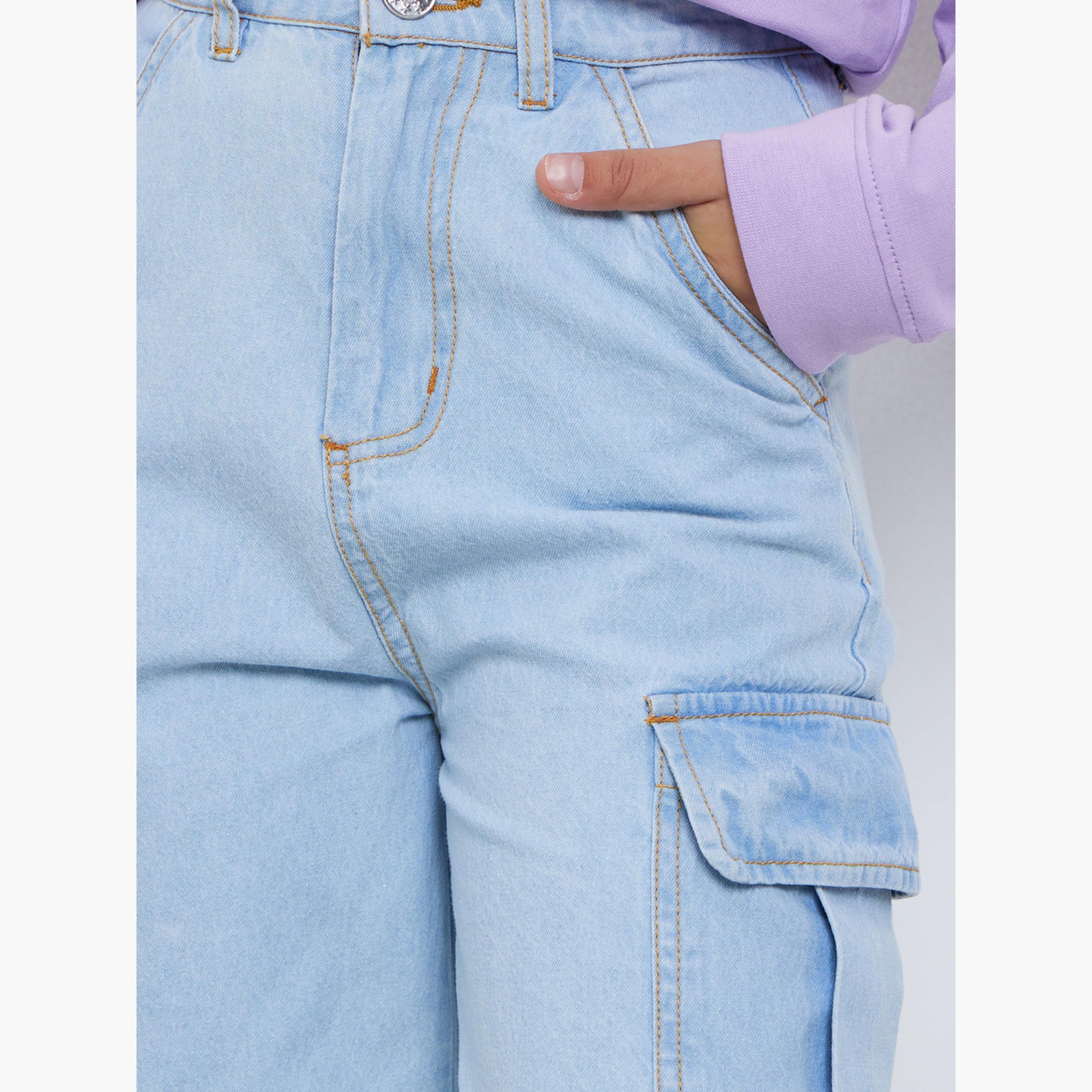 ستايلي - بنطال جينز أزرق قطني بقصة مستقيمة للمراهقين-girls-clothing-bottoms-jeansandjeggings-image-4