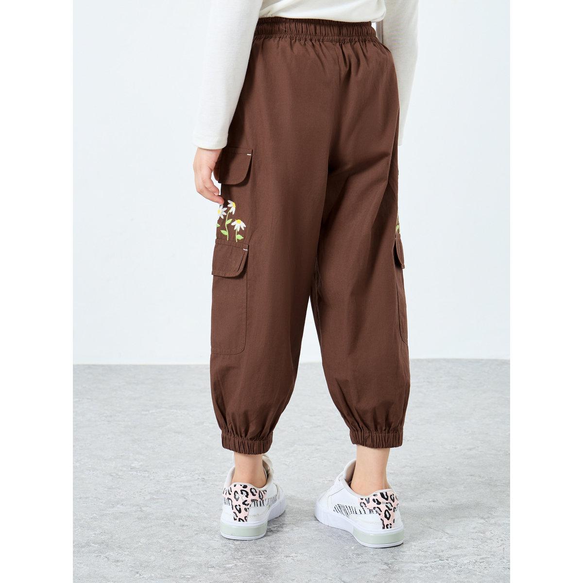 بنطال كارجو بتفاصيل مُطرزة-girls-clothing-bottoms-trousers-image-4