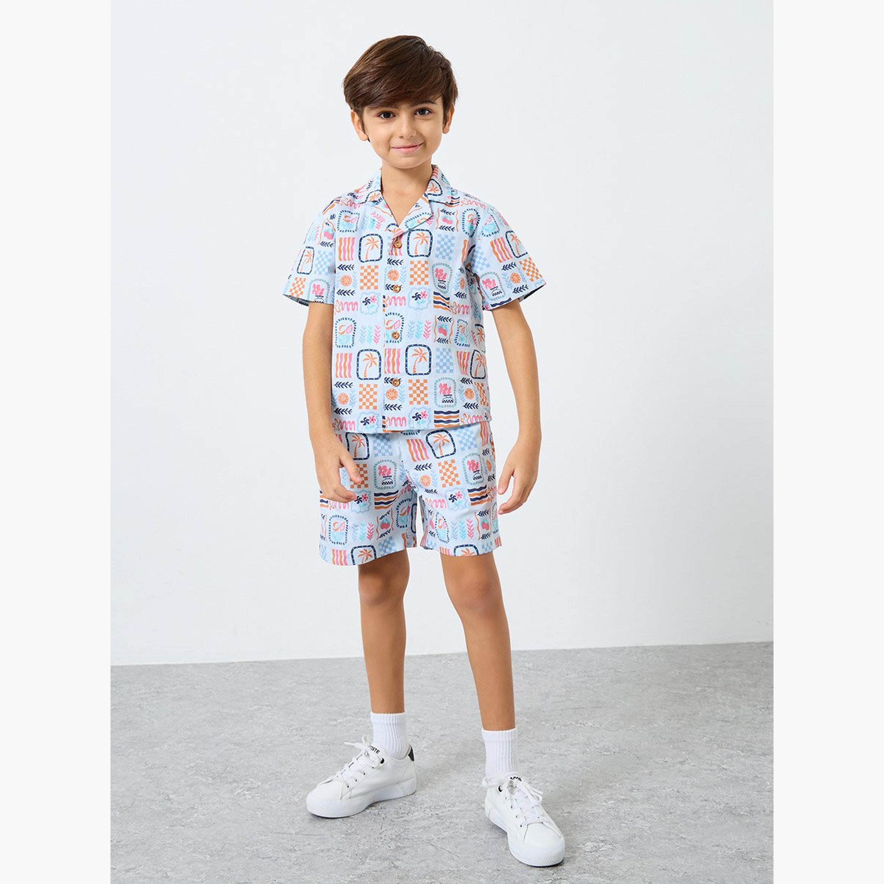 Styli Boys All Over Print Shirt and Shorts Set-boys-clothing-setsandcoords-image-2