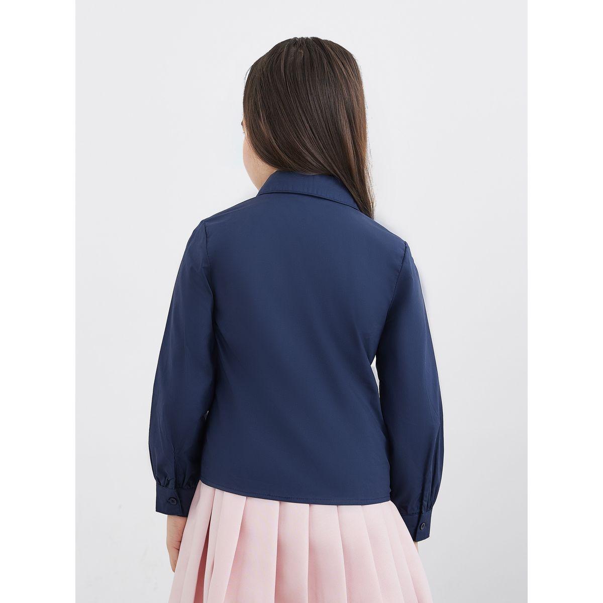 Styli Girls Navy Blue Peter Pan Collar Shirt-girls-clothing-schoolwear-blousesandshirts-image-5