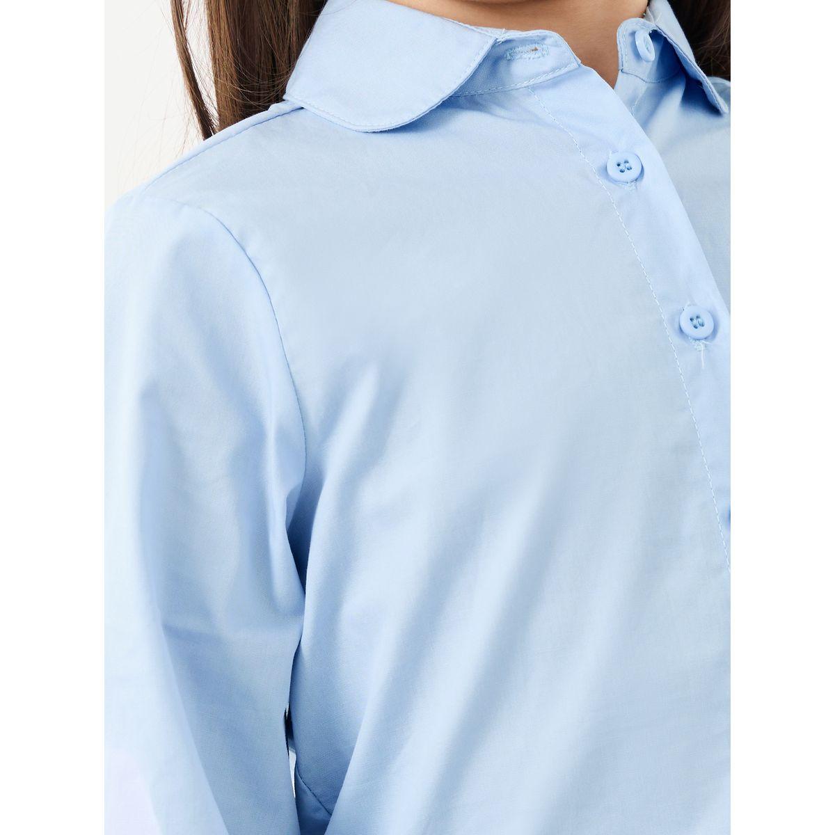 Styli Girls Light Blue Peter Pan Collar Shirt-girls-clothing-schoolwear-blousesandshirts-image-3