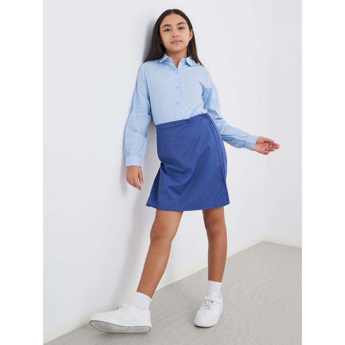 Styli Girls Light Blue Peter Pan Collar Shirt-girls-clothing-schoolwear-blousesandshirts-image-2