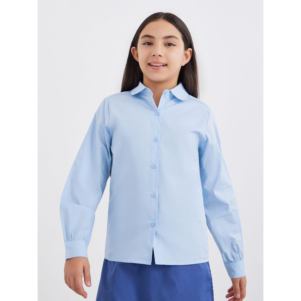 Styli Girls Light Blue Peter Pan Collar Shirt-girls-clothing-schoolwear-blousesandshirts-image-3