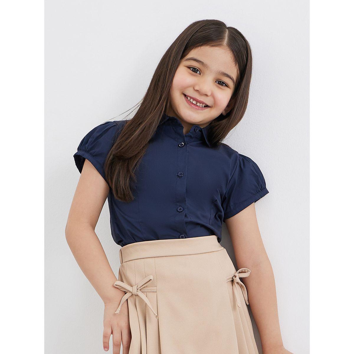 بلوزة قطنية بأكمام منفوخة-girls-clothing-schoolwear-blousesandshirts-image-1
