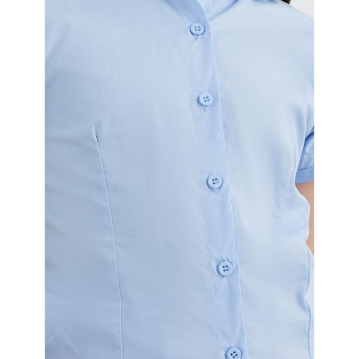 Styli Girls Light Blue Cotton Puff Sleeves Shirt-girls-clothing-schoolwear-blousesandshirts-image-4