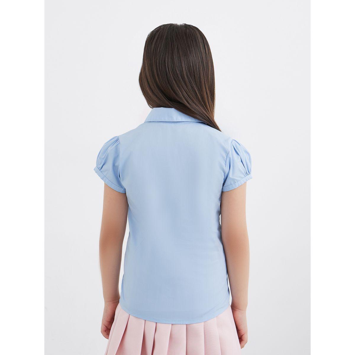Styli Girls Light Blue Cotton Puff Sleeves Shirt-girls-clothing-schoolwear-blousesandshirts-image-5