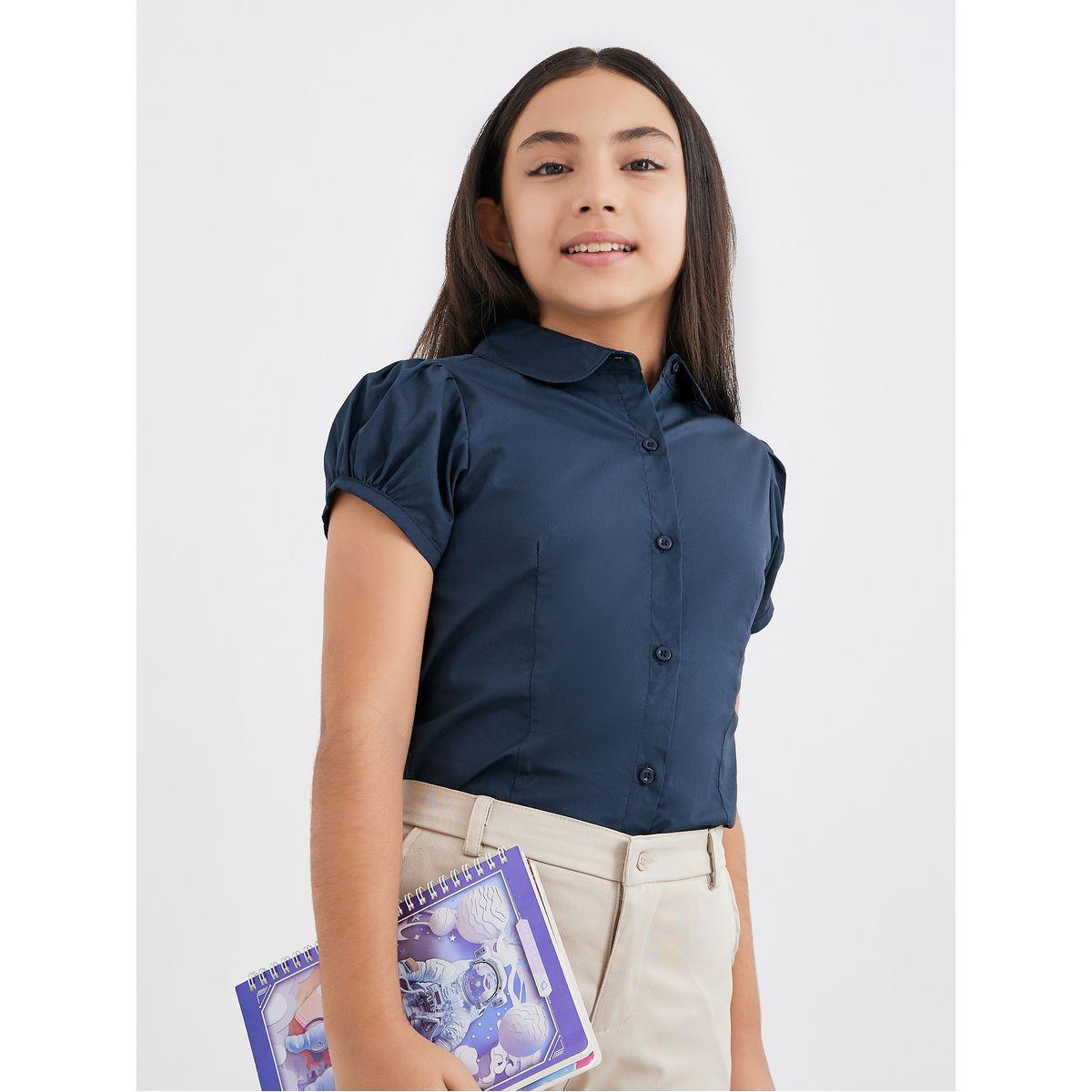 بلوزة قطنية بأكمام منفوخة-girls-clothing-schoolwear-blousesandshirts-image-1