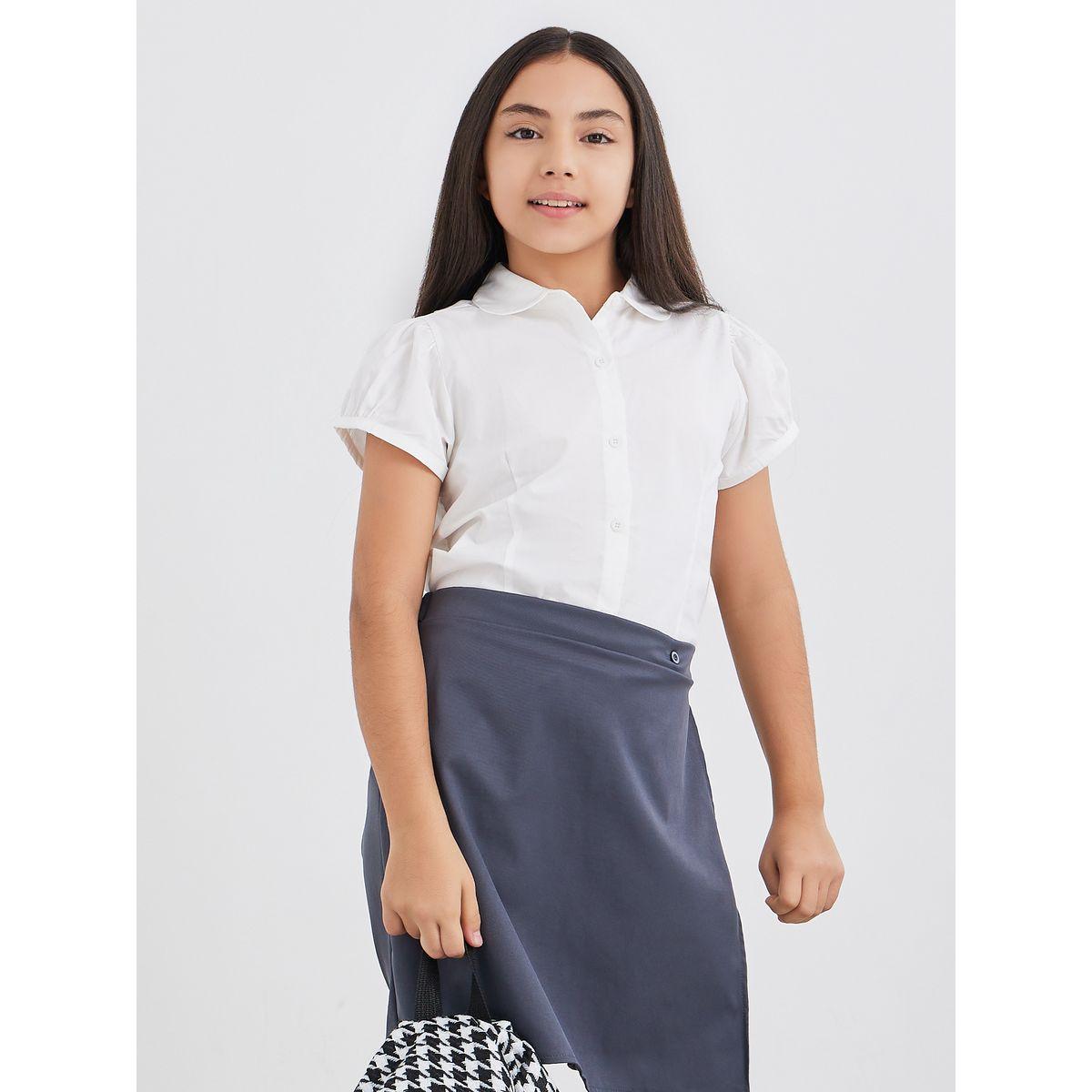 بلوزة قطنية بأكمام منفوخة-girls-clothing-schoolwear-blousesandshirts-image-1