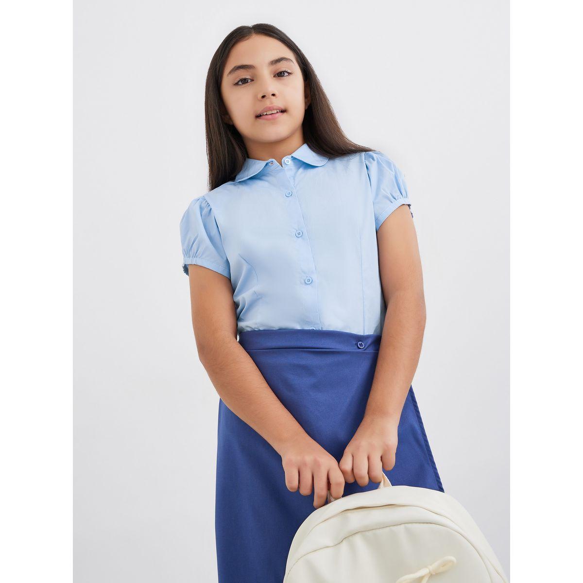 بلوزة قطنية بأكمام منفوخة-girls-clothing-schoolwear-blousesandshirts-image-1