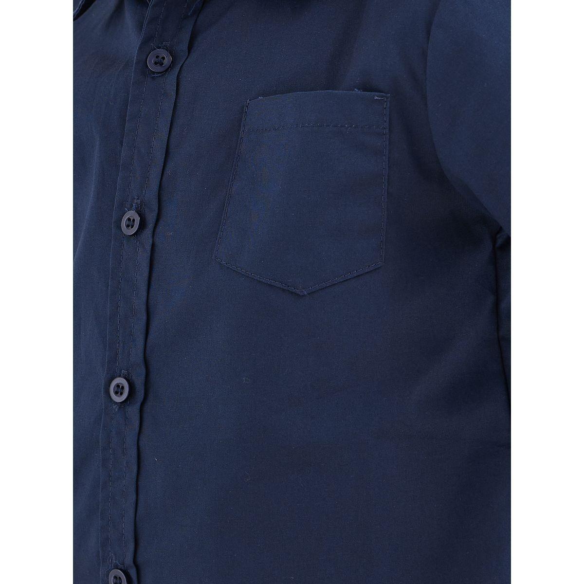 Styli Boys Navy Blue Collared Shirt with Pocket-boys-clothing-schoolwear-shirts-image-3