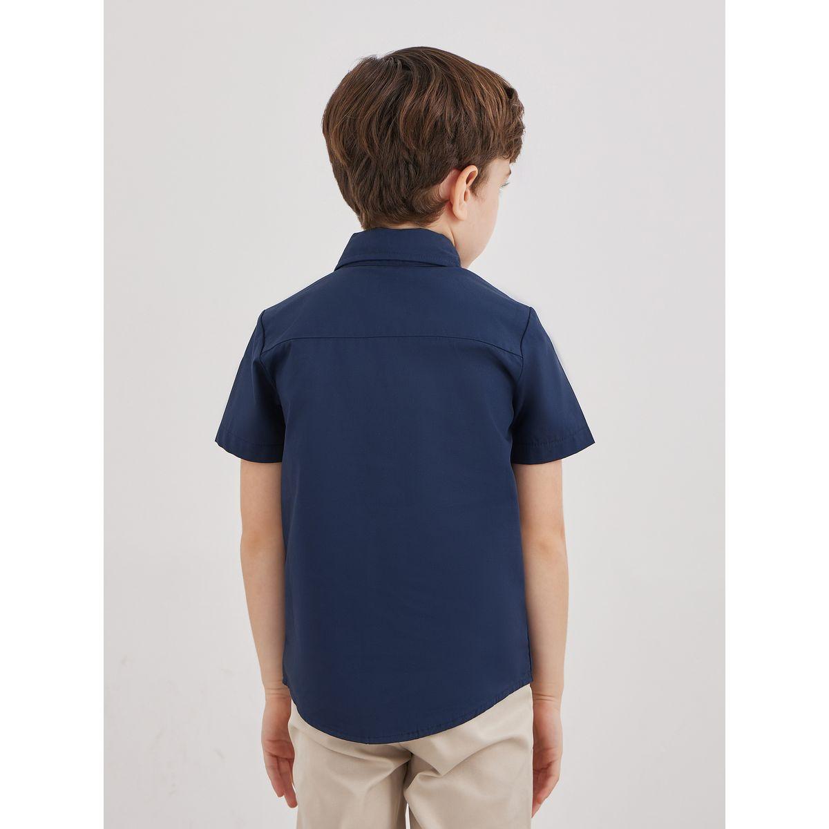 Styli Boys Navy Blue Collared Shirt with Pocket-boys-clothing-schoolwear-shirts-image-4