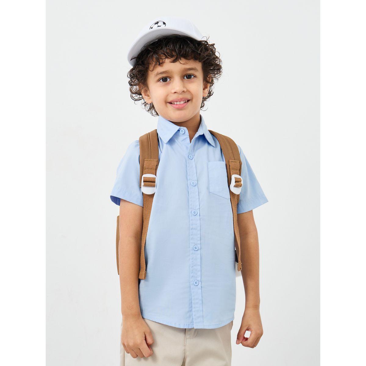 Styli Boys Light Blue Collared Shirt with Pocket-boys-clothing-shirts-image-1