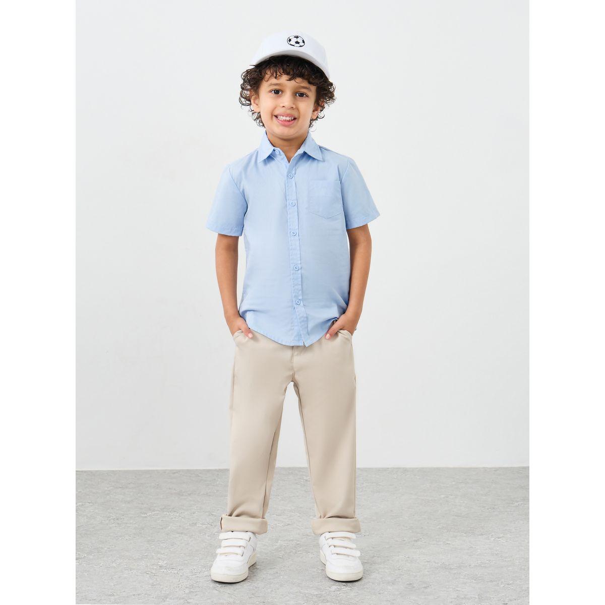 Styli Boys Light Blue Collared Shirt with Pocket-boys-clothing-shirts-image-2