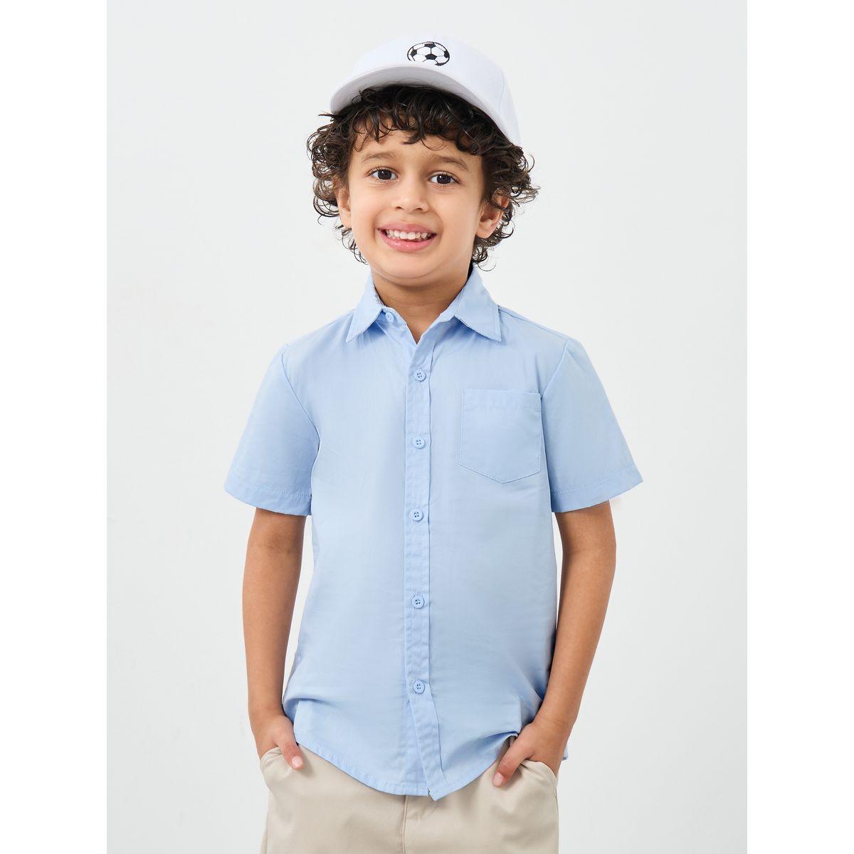 Styli Boys Light Blue Collared Shirt with Pocket-boys-clothing-shirts-image-4