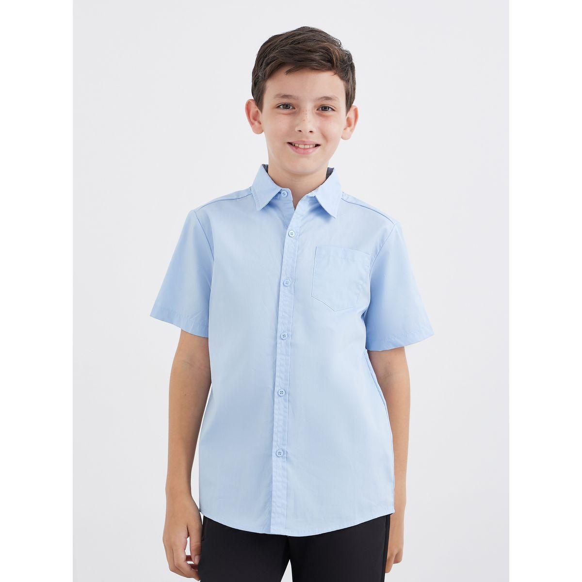 Styli Boys Light Blue Short Sleeves Shirt with Pocket-boys-clothing-schoolwear-shirts-image-3
