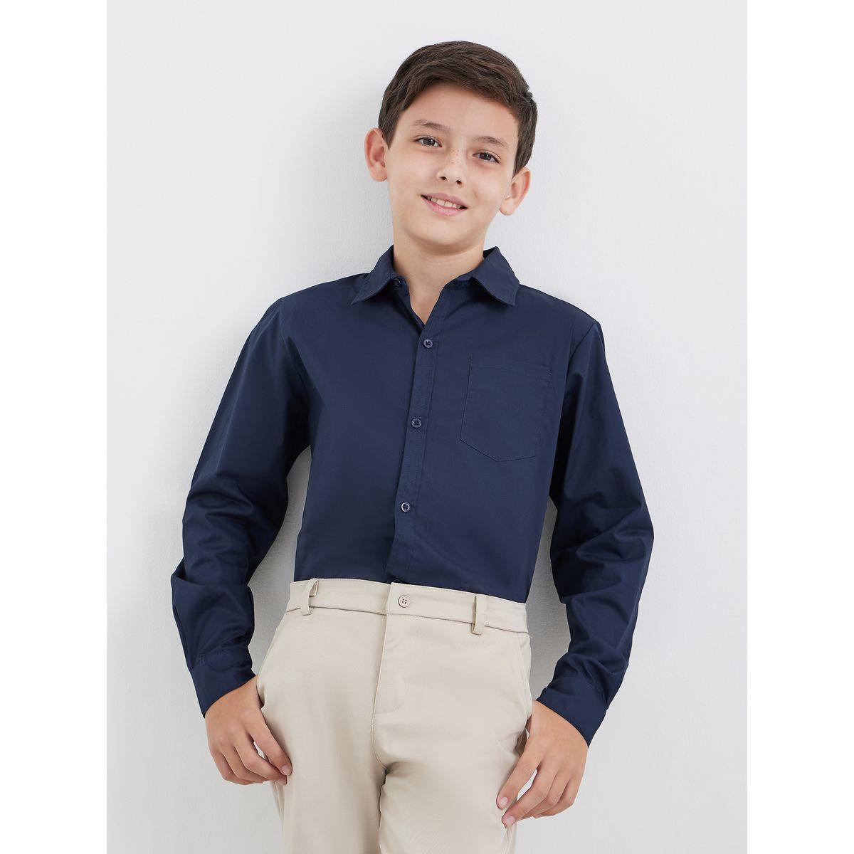 قميص بأكمام طويلة مع تفاصيل جيب-boys-clothing-schoolwear-shirts-image-1