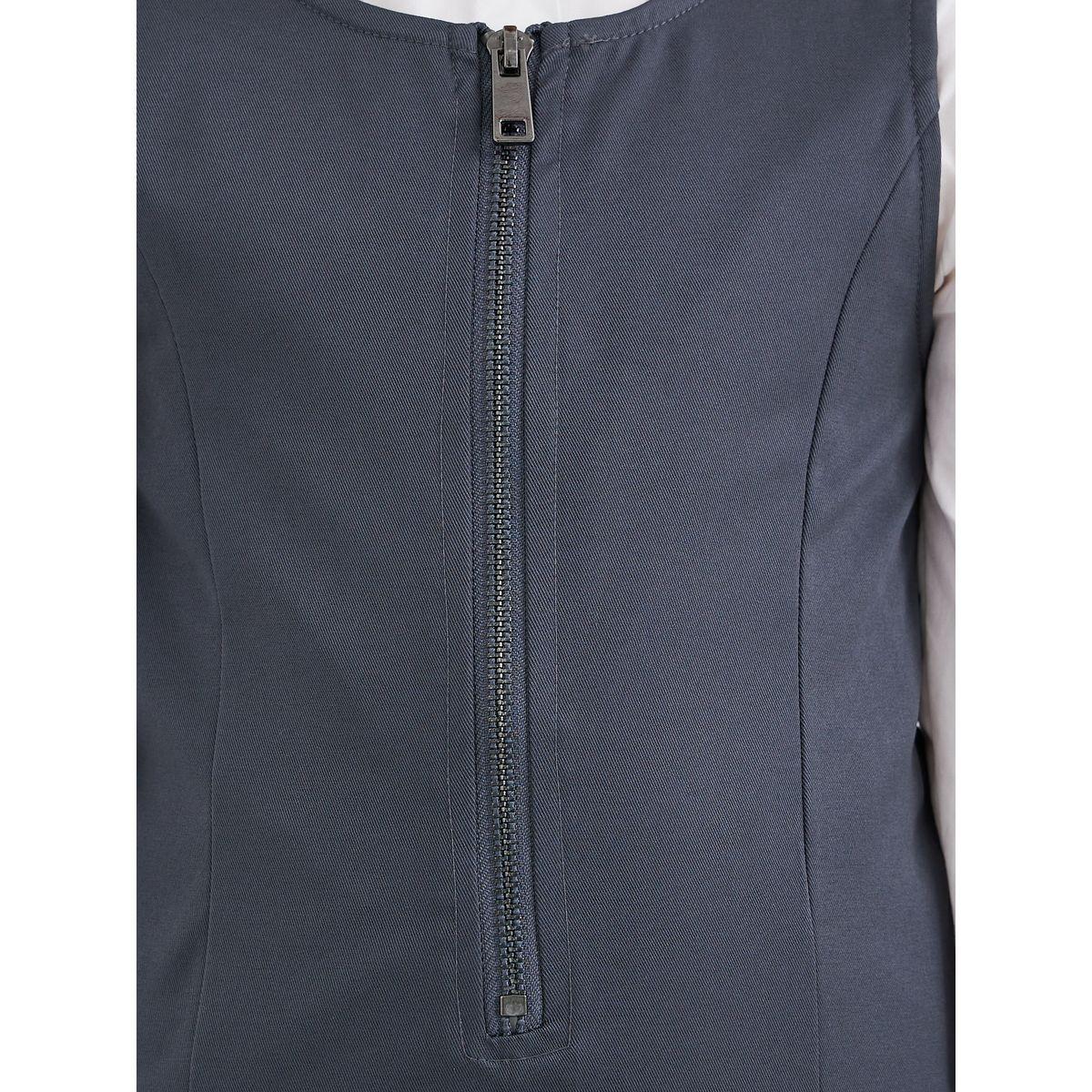 Styli Girls Grey Blue Fold Pleated Pinafore Dress-girls-clothing-dressesandjumpsuits-image-3