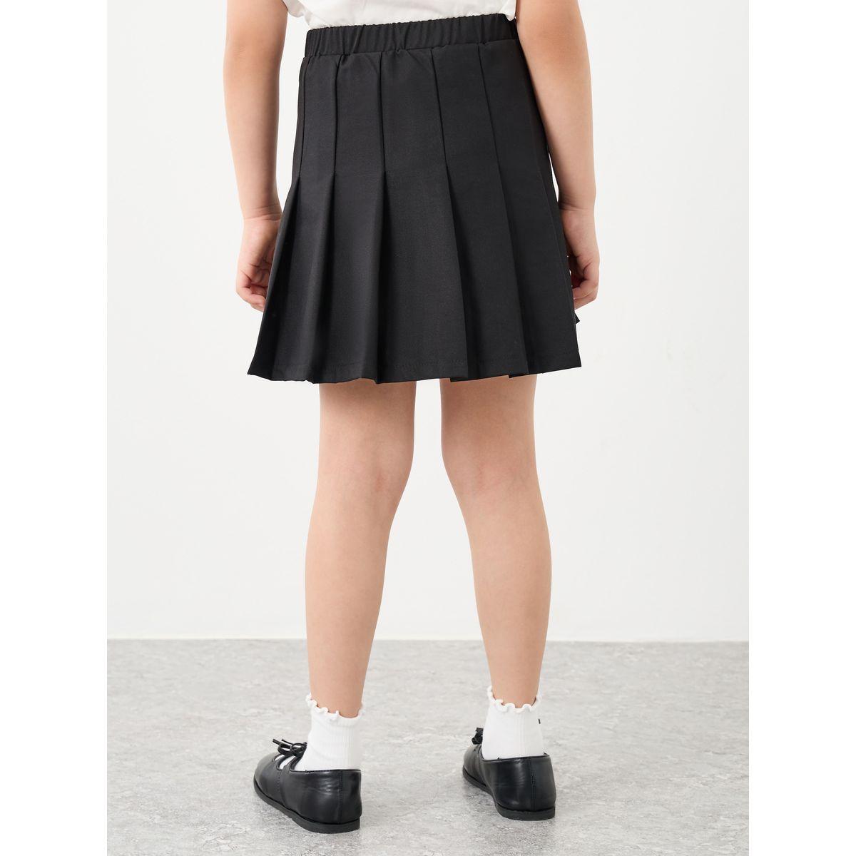 Styli Girls Black Pleated Skirt with Elastic Waist-girls-clothing-schoolwear-bottoms-skirt-image-4