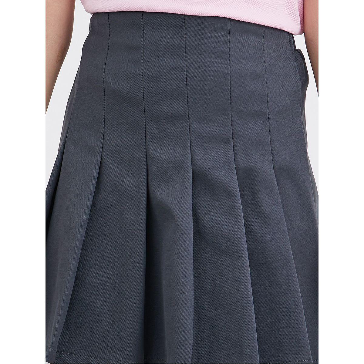 تنورة بتفاصيل كسرات مع خصر مطاطي-girls-clothing-schoolwear-bottoms-skirt-image-3