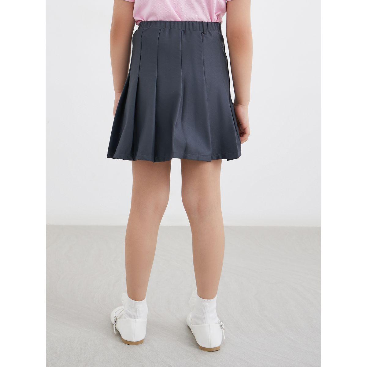 تنورة بتفاصيل كسرات مع خصر مطاطي-girls-clothing-schoolwear-bottoms-skirt-image-4