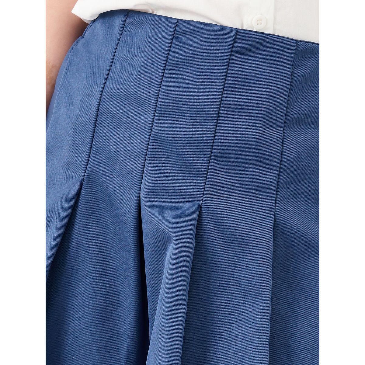 Styli Girls Navy Blue Pleated Skirt with Elastic Waist-girls-clothing-schoolwear-bottoms-skirt-image-3