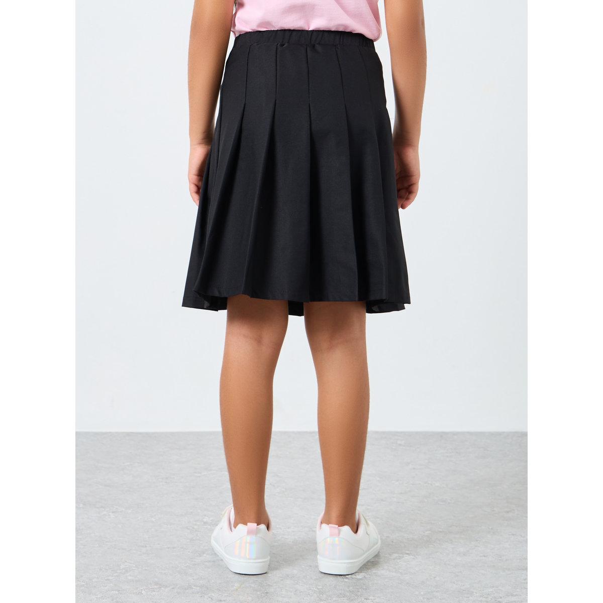 Styli Girls Black Pleated Flared Skirt-girls-clothing-bottoms-skirts-image-4