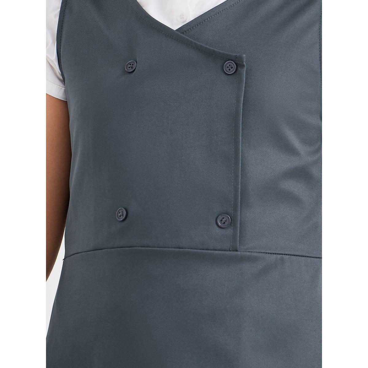 Styli Girls Grey V Neck Button Detail Pinafore Dress-girls-clothing-schoolwear-dresses-image-3