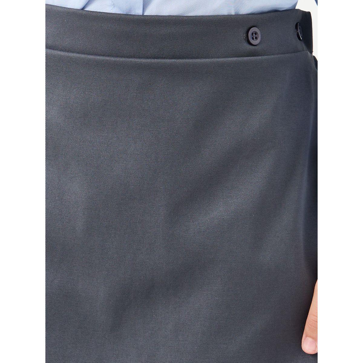 Styli Girls Grey Plain Skorts with Button Detail-girls-clothing-schoolwear-bottoms-shorts-image-3