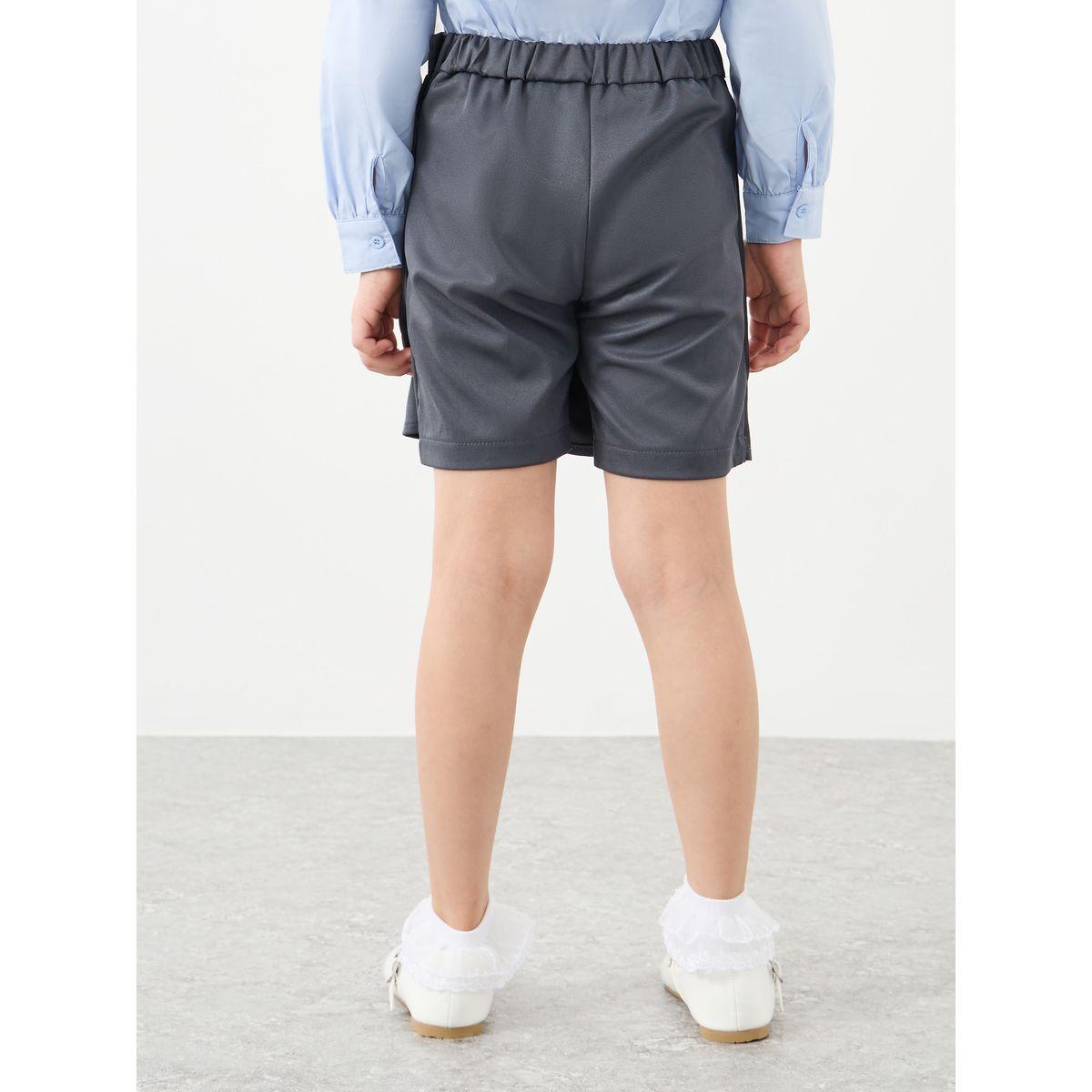 Styli Girls Grey Plain Skorts with Button Detail-girls-clothing-schoolwear-bottoms-shorts-image-4