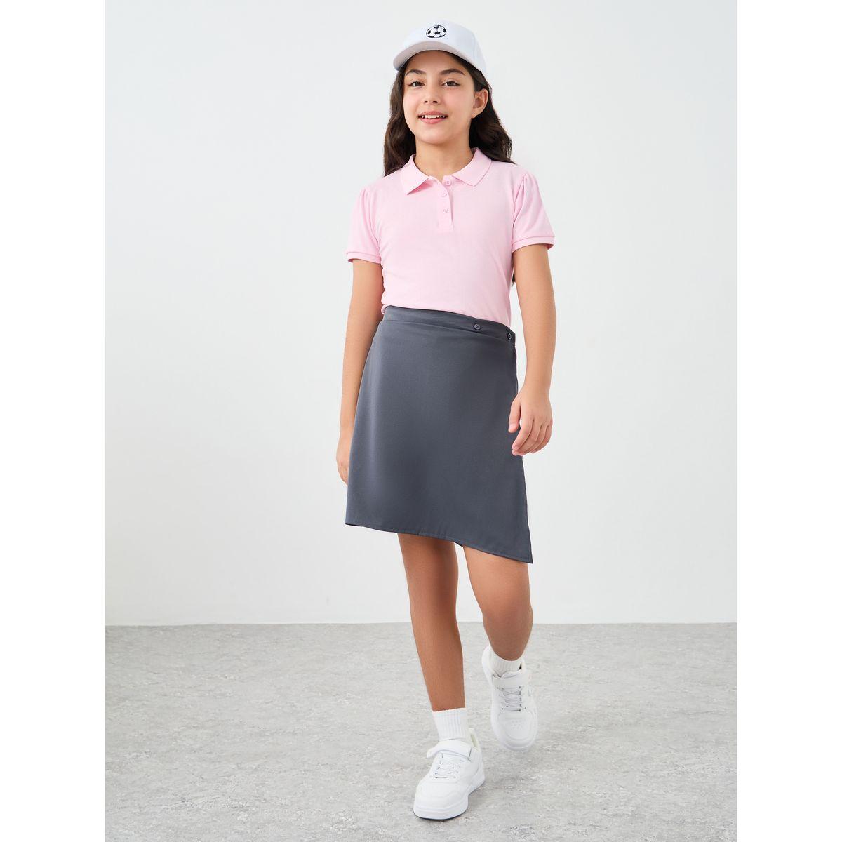 شورت بنمط تنورة بتفاصيل أزرار-girls-clothing-schoolwear-bottoms-shorts-image-1