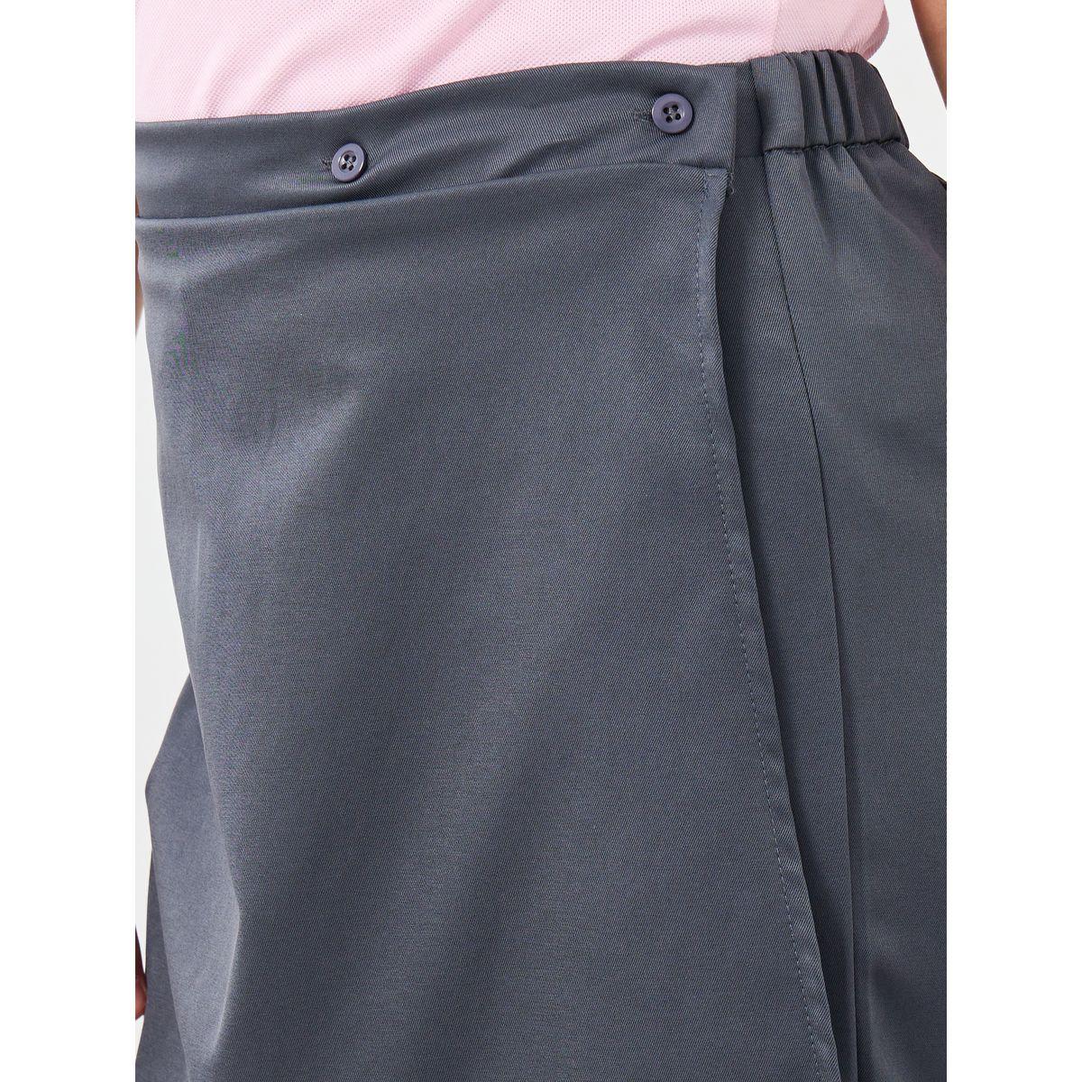 Styli Girls Grey Plain Skorts with Button Detail-girls-clothing-schoolwear-bottoms-shorts-image-3