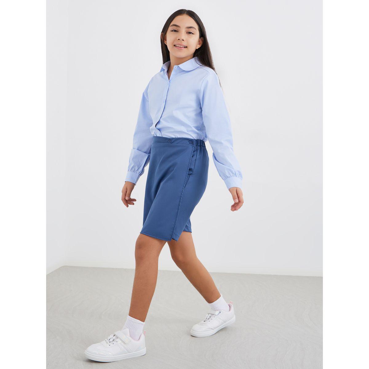 شورت بنمط تنورة بتفاصيل أزرار-girls-clothing-schoolwear-bottoms-shorts-image-2