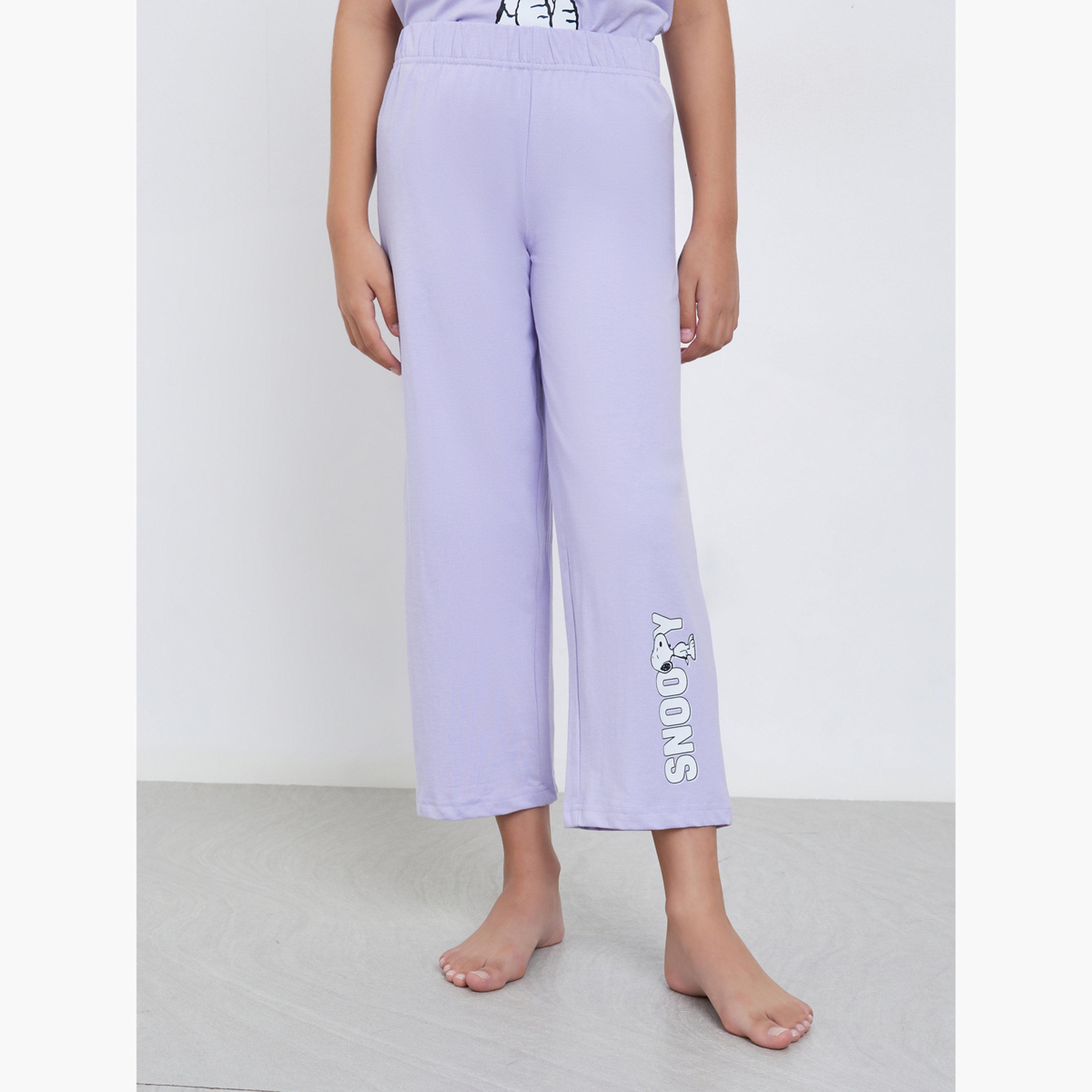 ستايلي - بيجاما تي شيرت بطبعة سنوبي أرجواني للمراهقين-girls-clothing-nightwear-image-4
