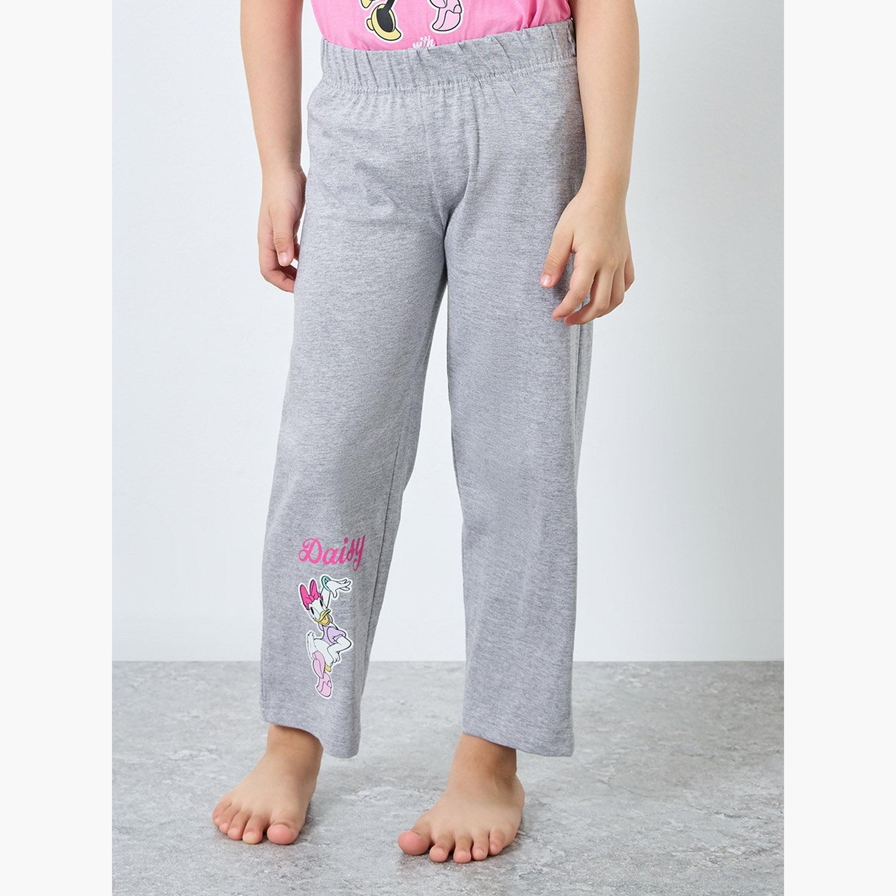 Styli Girls Mickey and Daisy Print T-Shirt and Pants Set-girls-clothing-nightwear-image-4