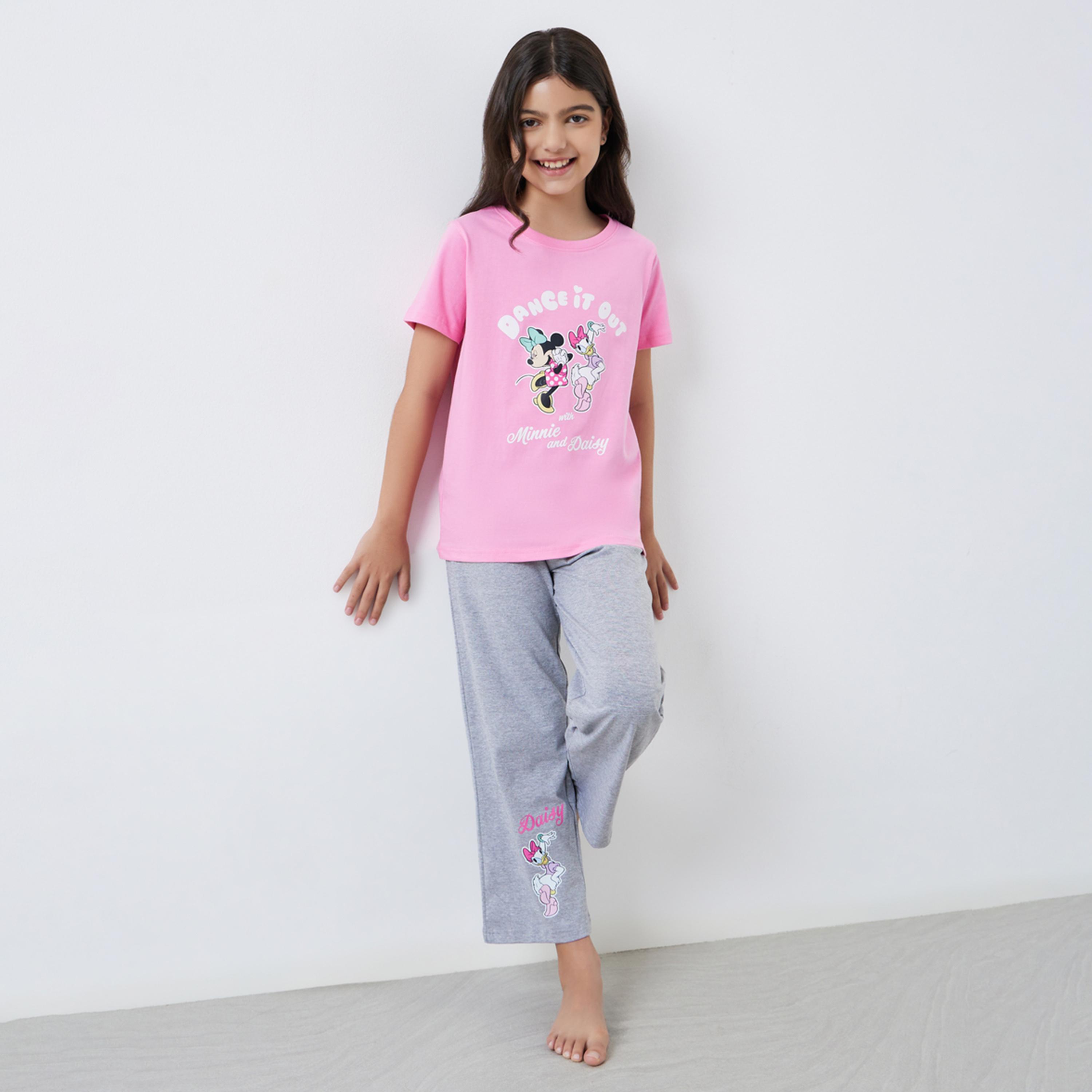Styli Teens Minnie-Daisy Print T-Shirt and Pyjama Set-girls-clothing-nightwear-image-1