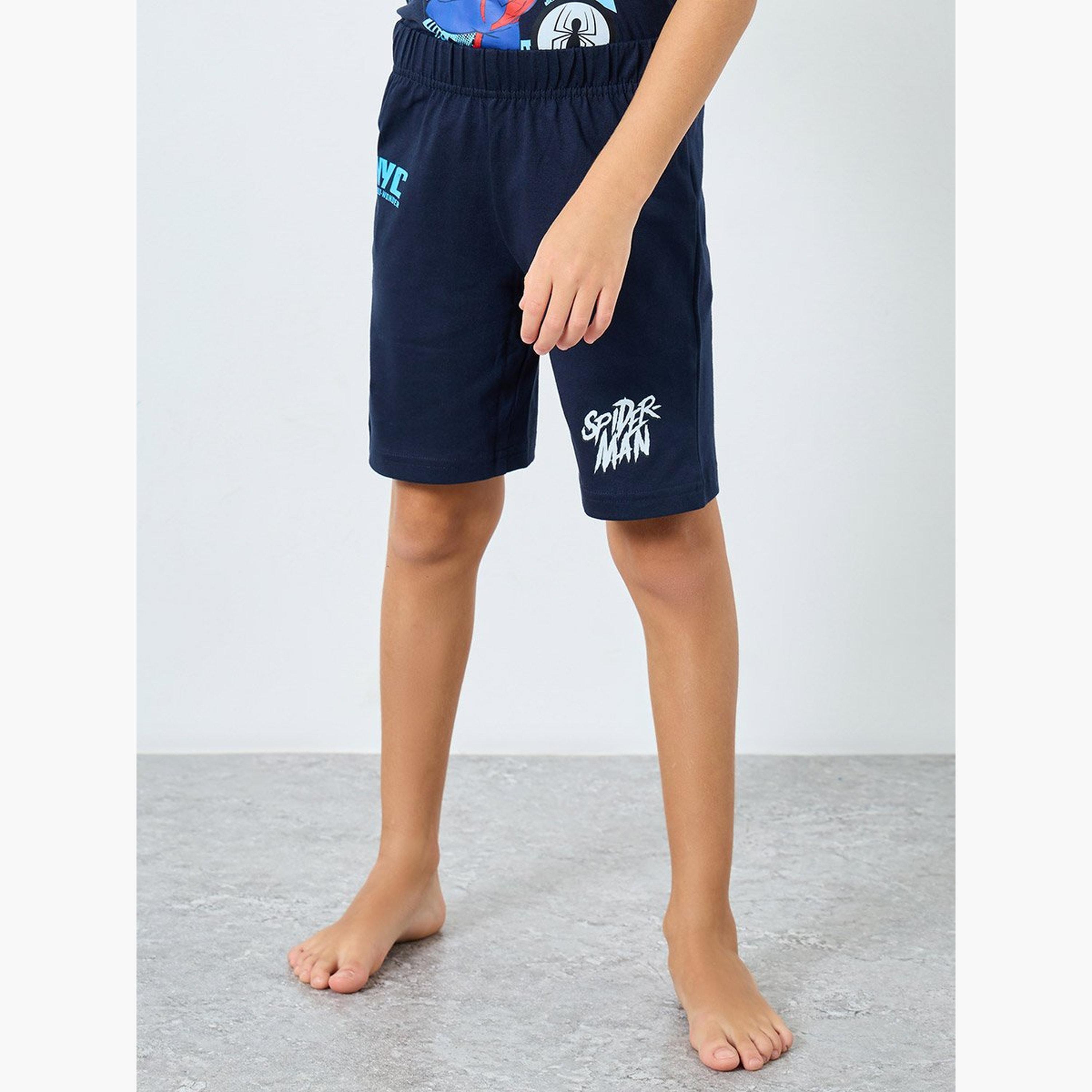 Styli Boys Spider Man Print T-Shirt and Shorts Set-boys-clothing-nightwear-image-4