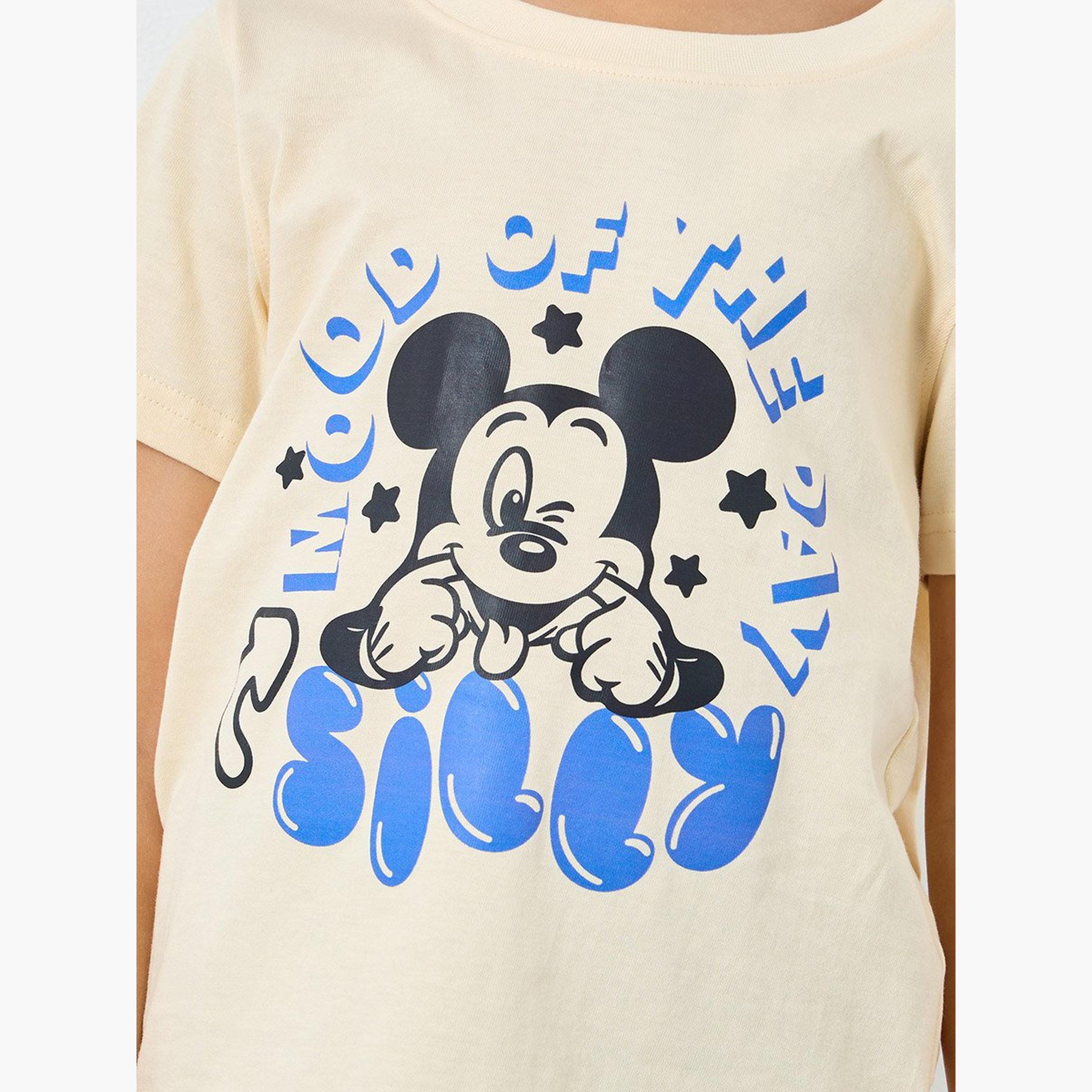 Styli Boys Mickey Mouse Print T-Shirt and Shorts Set-boys-clothing-nightwear-image-3