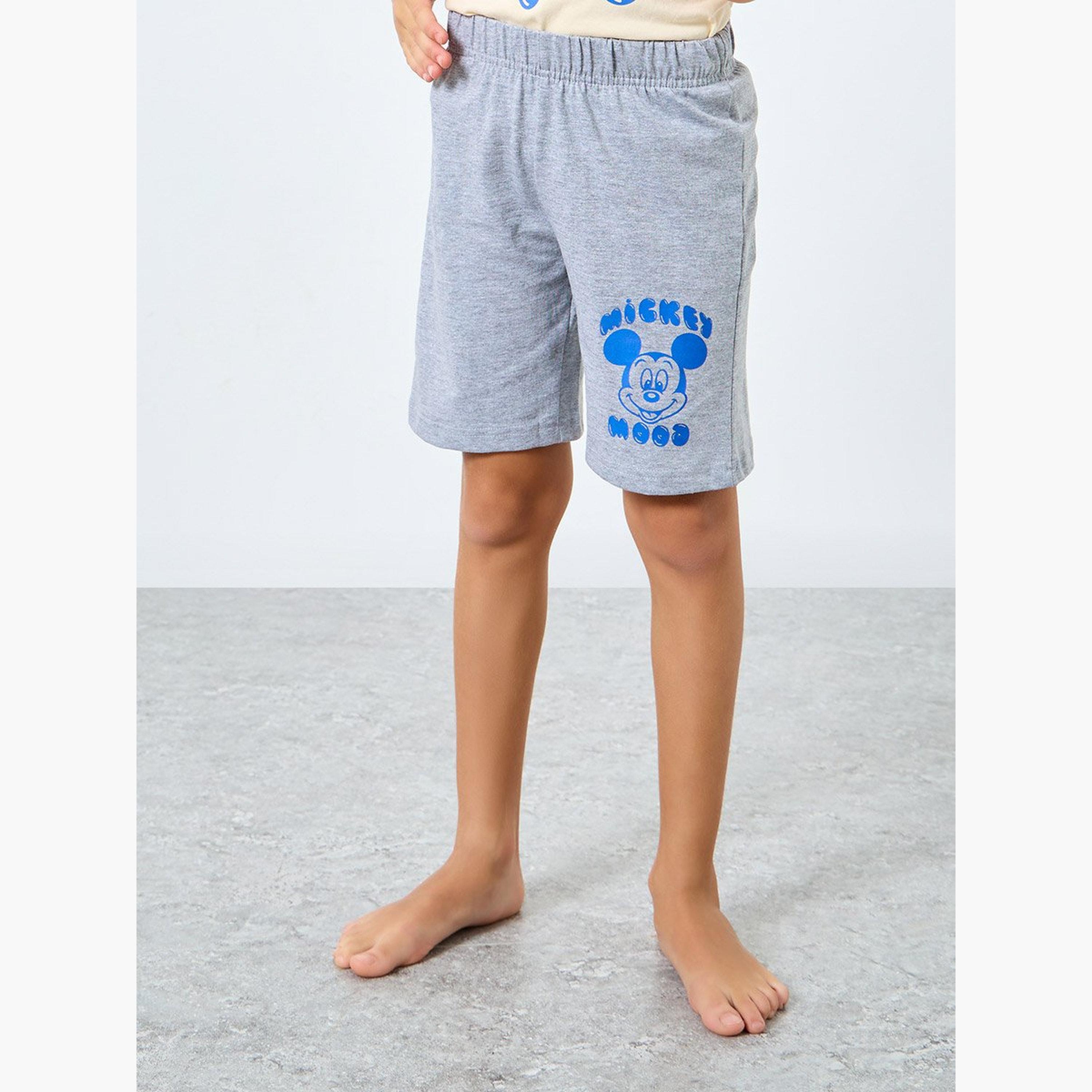 Styli Boys Mickey Mouse Print T-Shirt and Shorts Set-boys-clothing-nightwear-image-5