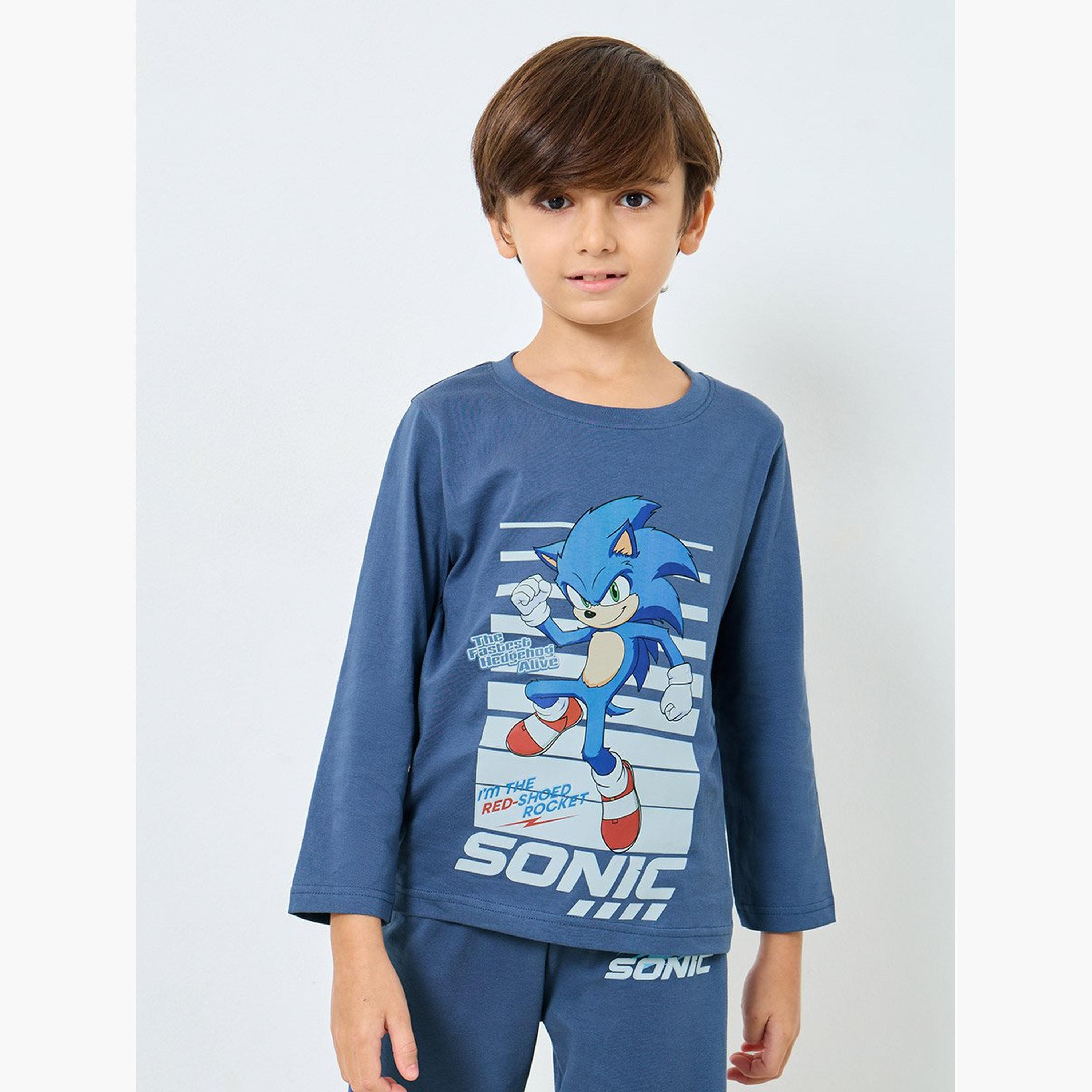 Styli Boys Sonic Print T-Shirt and Pyjama Set-boys-clothing-nightwear-image-3