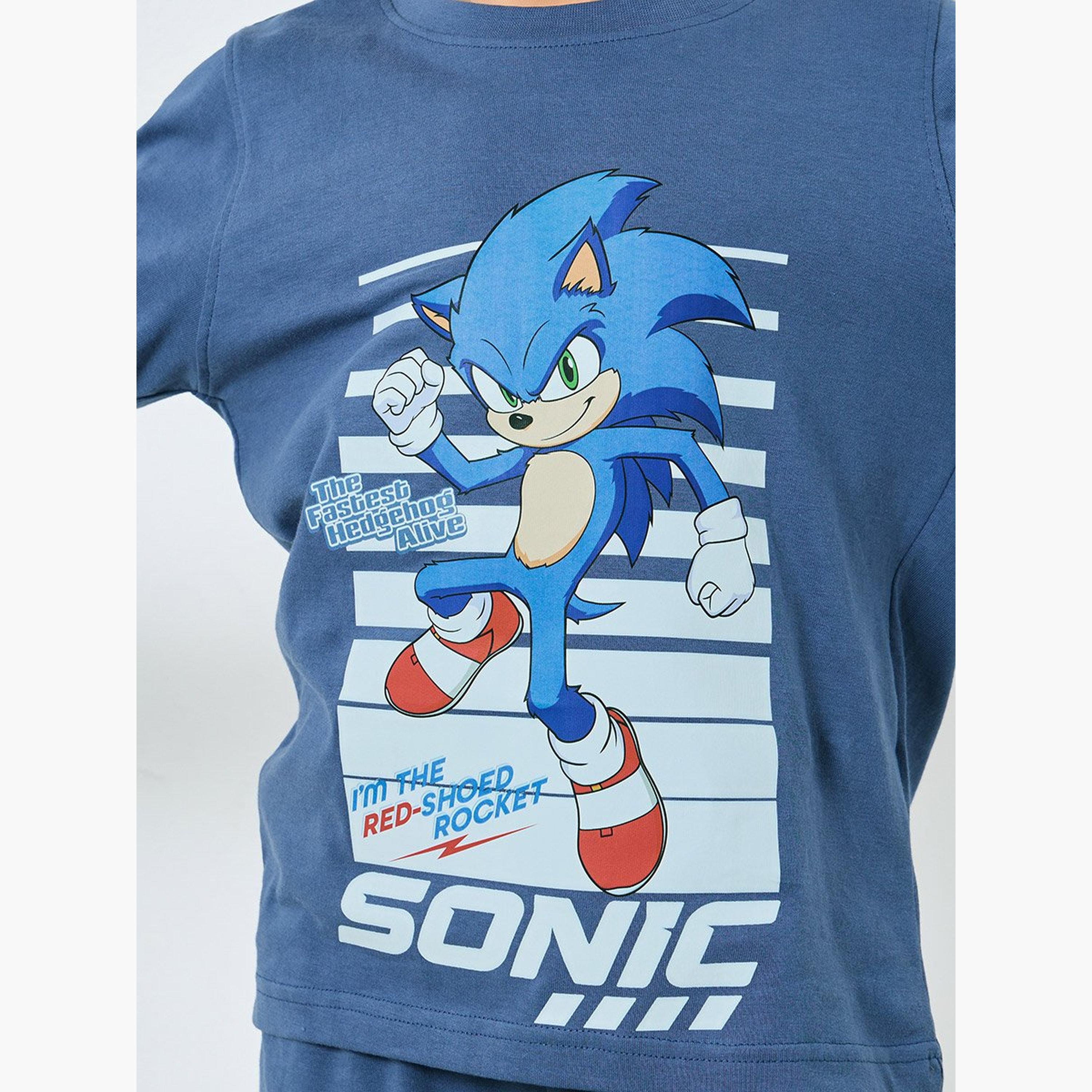 Styli Boys Sonic Print T-Shirt and Pyjama Set-boys-clothing-nightwear-image-4