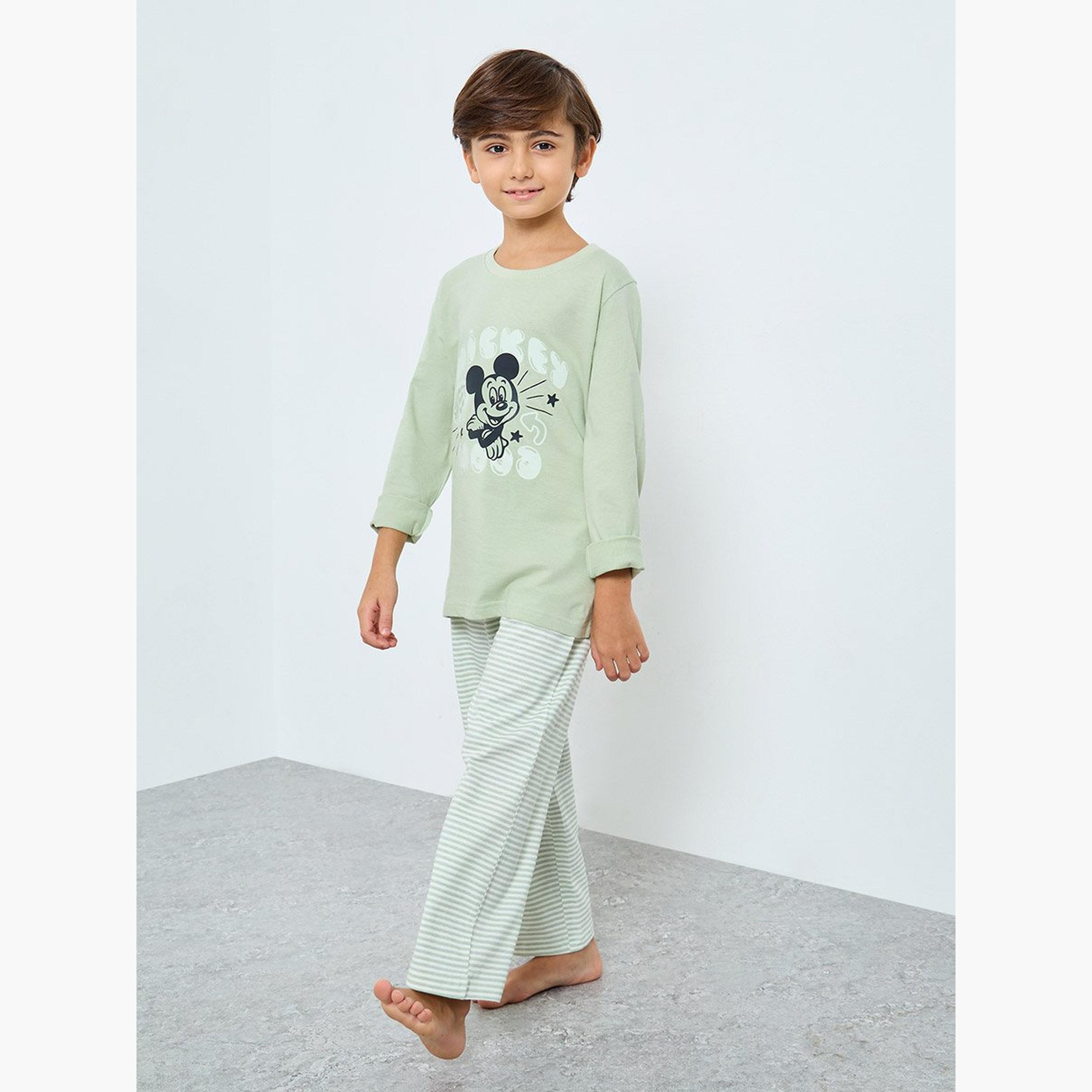 Styli Boys Mickey Mouse Print T-Shirt and Pyjama Set-boys-clothing-nightwear-image-1
