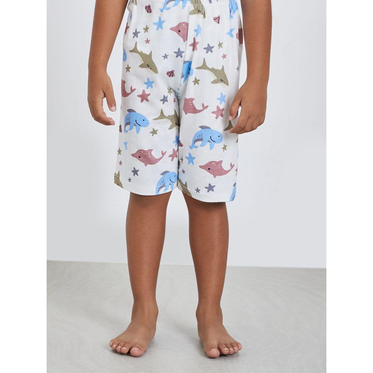 Styli All Over Star Print T-Shirt and Shorts Set-boys-clothing-nightwear-image-4