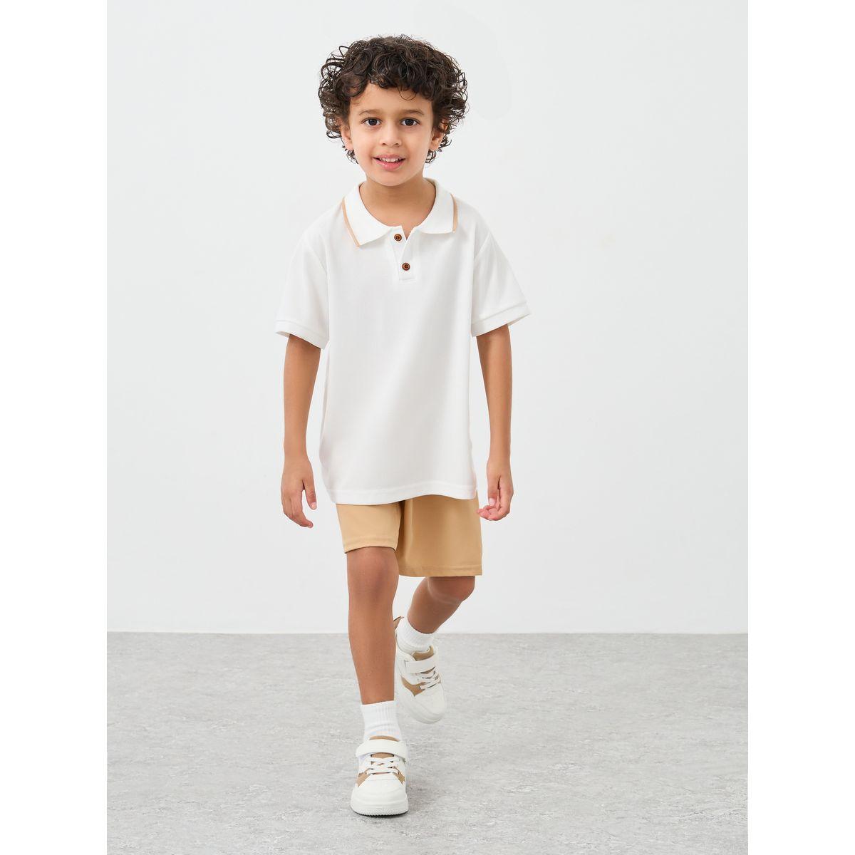 Styli Solid Polo T-Shirt and Shorts Set-boys-clothing-setsandcoords-image-2