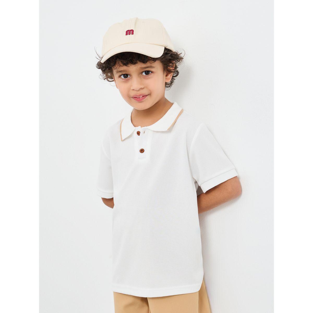 طقم منسق من شورت وتيشيرت سادة بياقة بولو-boys-clothing-setsandcoords-image-3