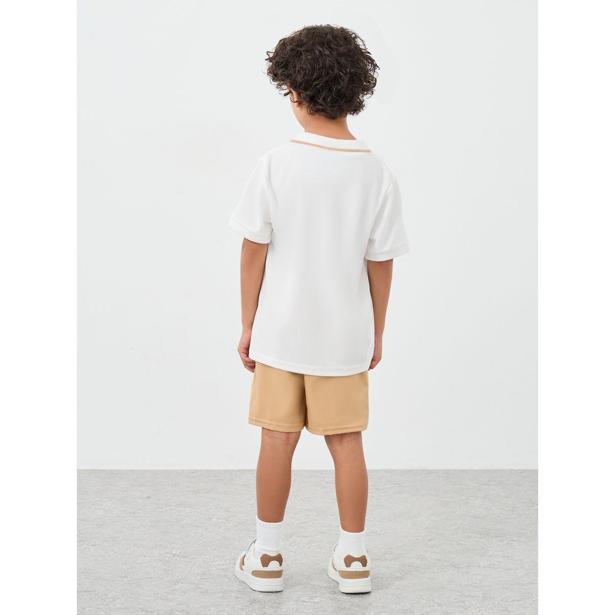 طقم منسق من شورت وتيشيرت سادة بياقة بولو-boys-clothing-setsandcoords-image-6