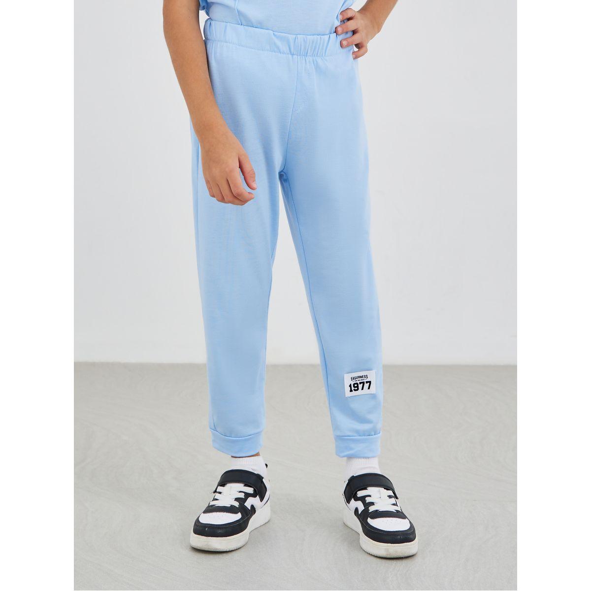 Styli Boys Blue Solid Badge Detail T-Shirt and Joggers Set-boys-clothing-setsandcoords-image-5