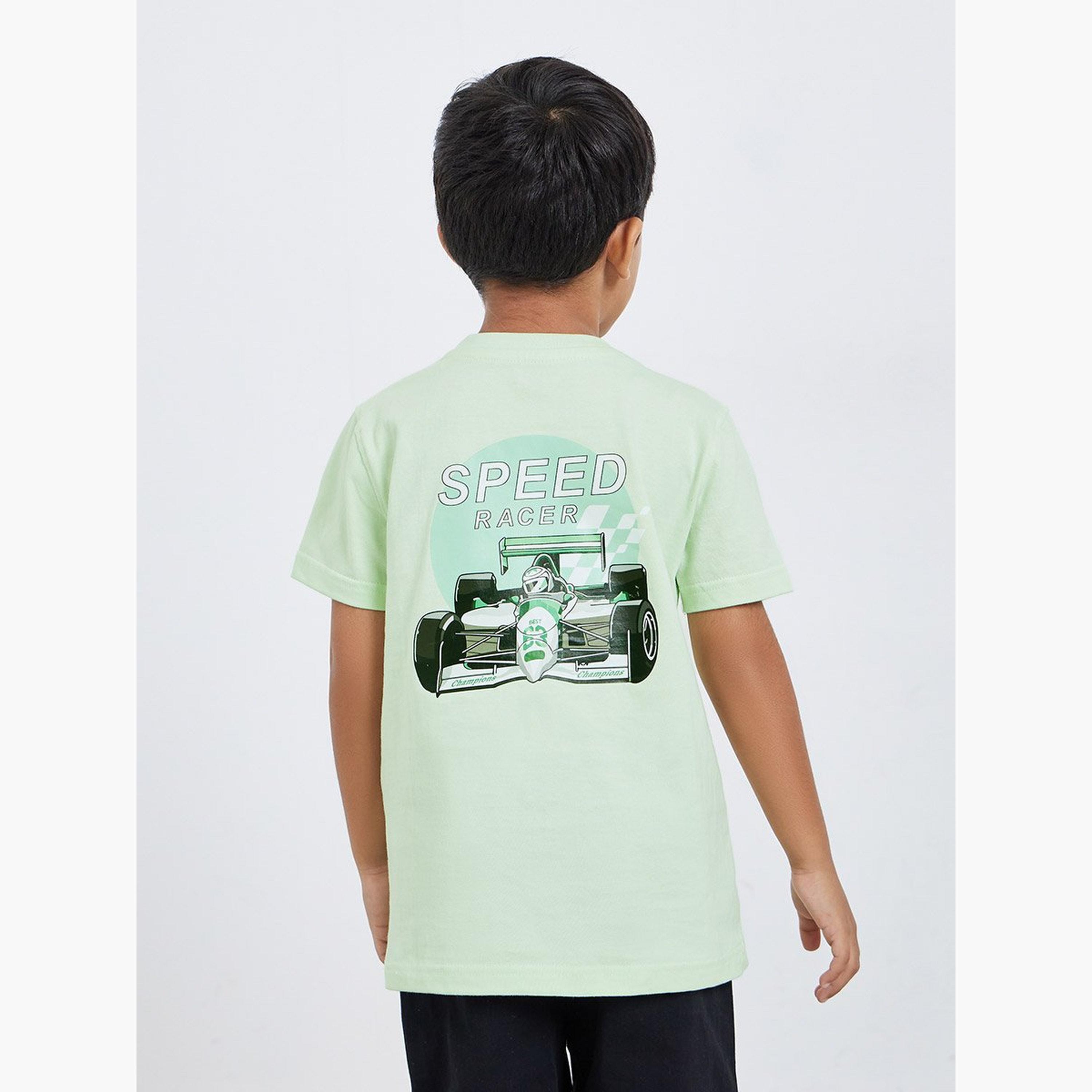 Styli Boys Green Race Car Graphic T-Shirt-boys-clothing-tshirtsandpolos-image-4