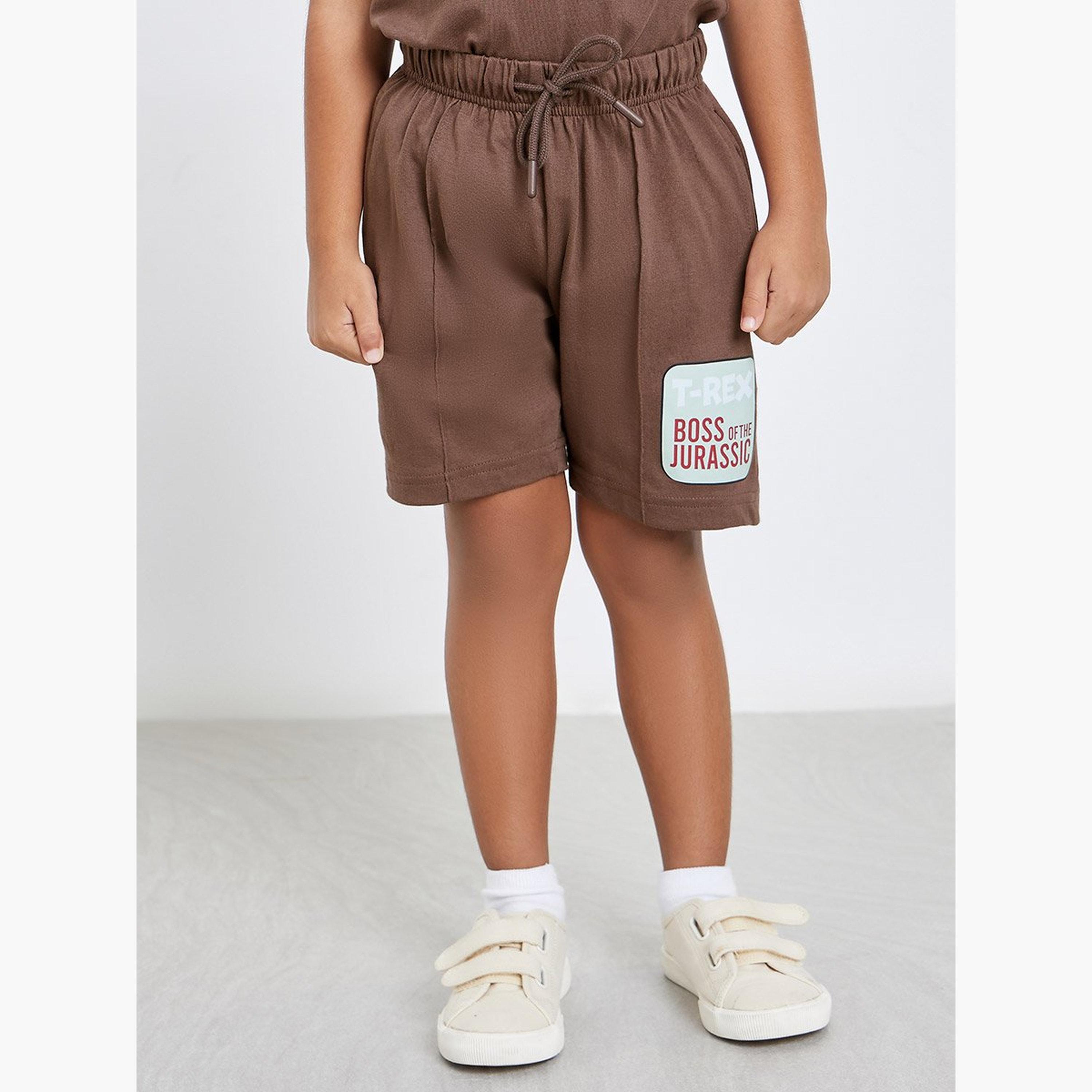 Styli Boys Brown Dinosaur Print Tank and Shorts Set-boys-clothing-setsandcoords-image-3